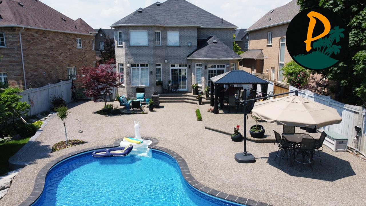 Aerial Drone Shot Of Pool At Back Of House